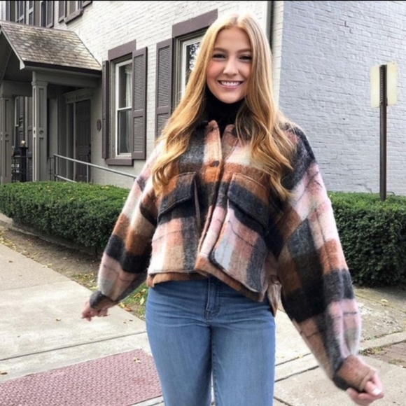 ZARA CROPPED PLAID OVERSHIRT NWT - Picture 5 of 16